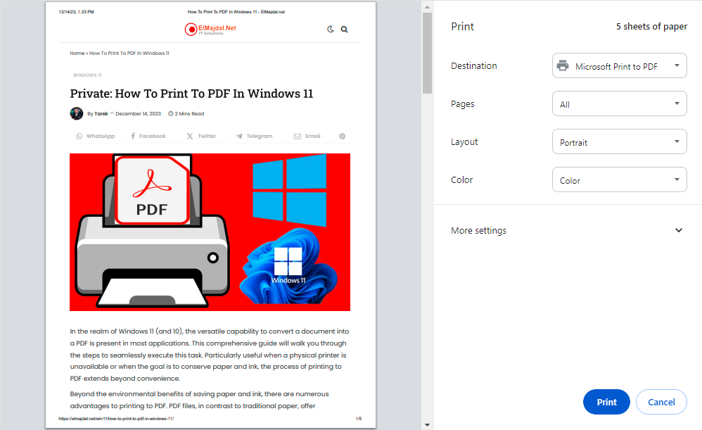 How To Print To PDF In Windows 11 And Windows 10