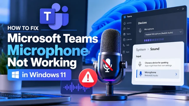 Microsoft Teams microphone troubleshooting on Windows 11, microphone mute and audio settings illustration
